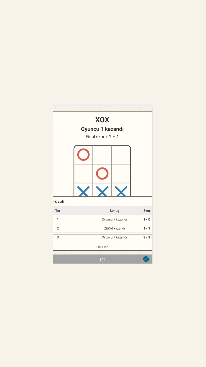 LinkLine XOX result view